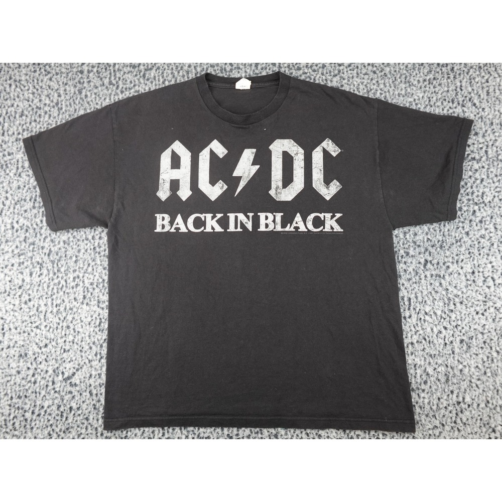 AC/DC Back In Black T-Shirt Mens XL Black 2010 Band Graphic Delta Pro Weight